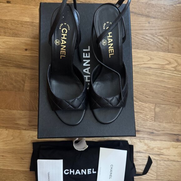Chanel Quilted Leather Slingback Sandals – Size 37 - Picture 1 of 5